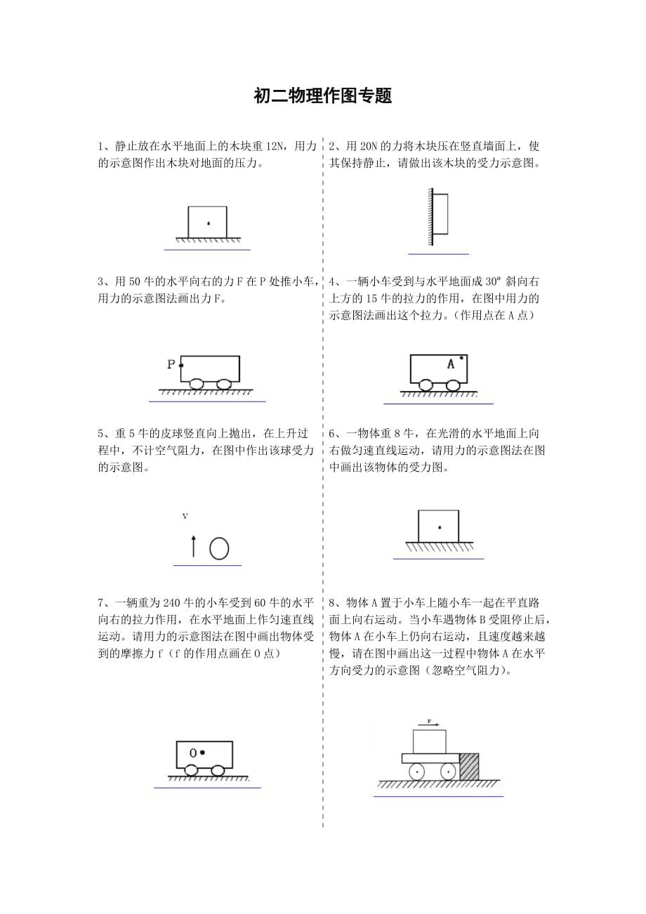 初二物理受力分析作图专题_第1页