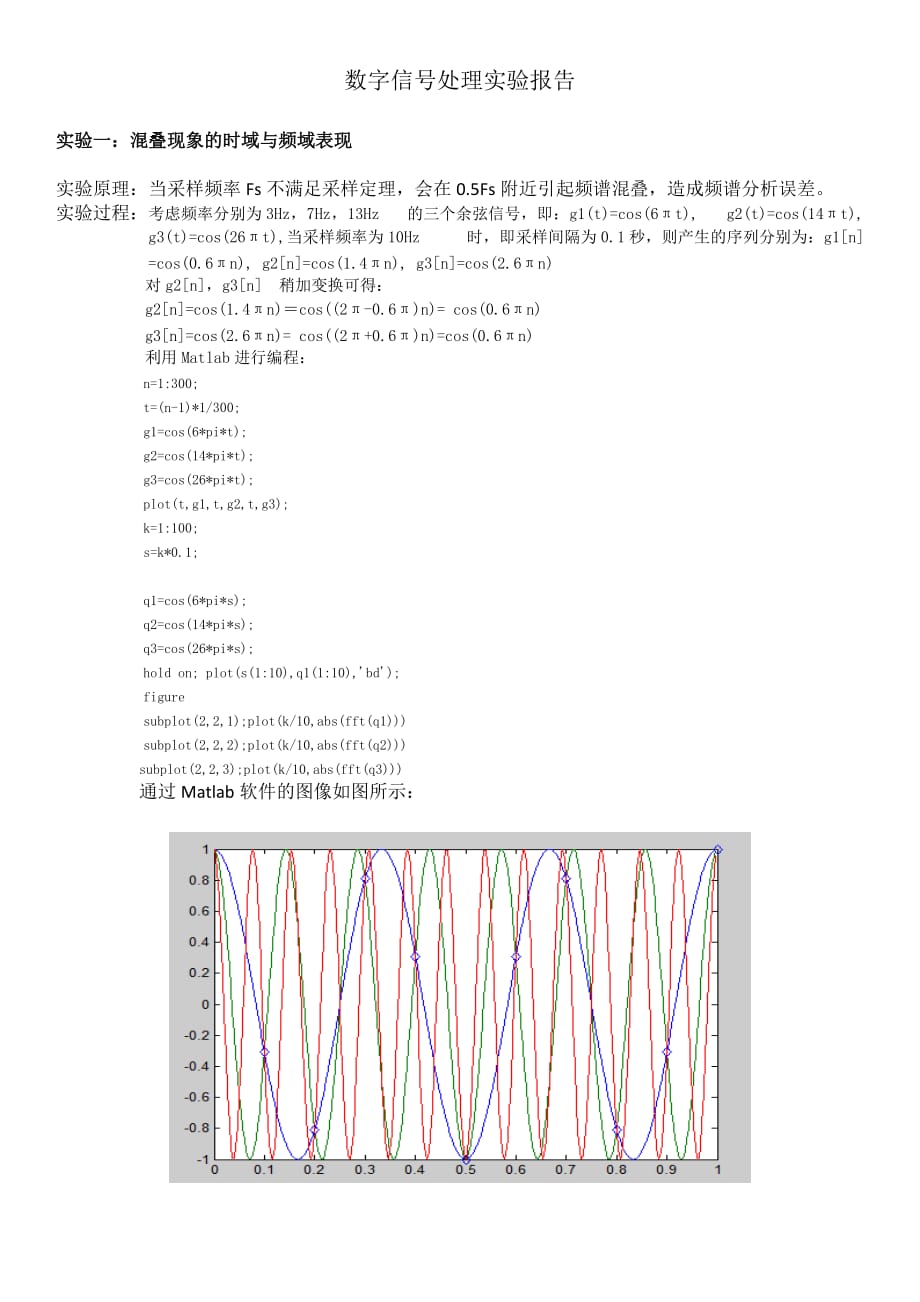 數字信號處理實驗報告_第1頁