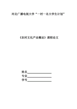 《農(nóng)村文化產(chǎn)業(yè)概論》課程論文