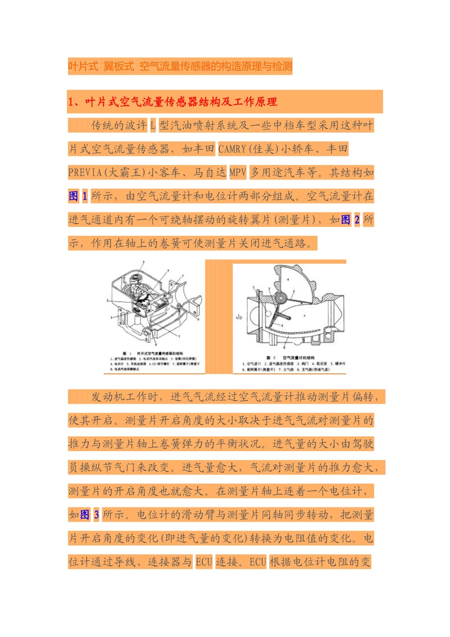 叶片式-翼板式-空气流量传感器的构造原理与检测_第1页