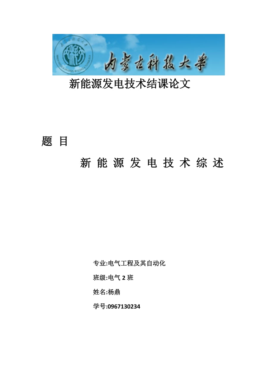 新能源发电技术结课论文_第1页