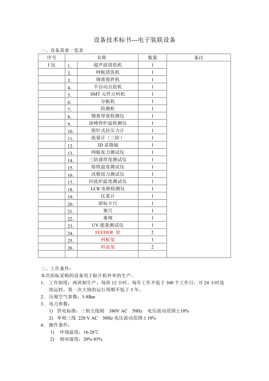 設(shè)備技術(shù)標(biāo)書-設(shè)備輔助設(shè)備及儀器_第1頁