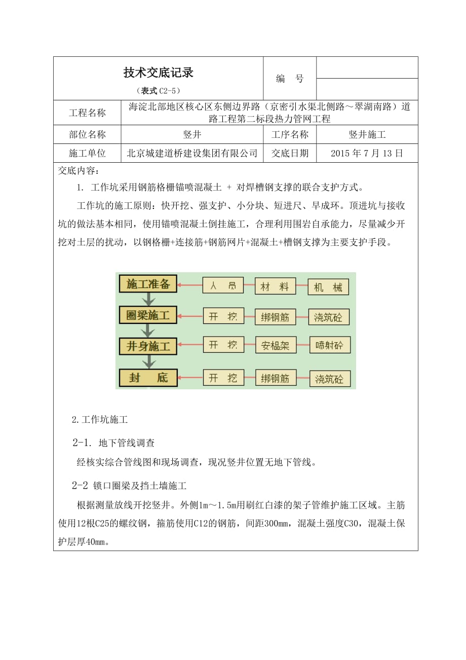 豎井施工技術(shù)交底、安全交底_第1頁(yè)