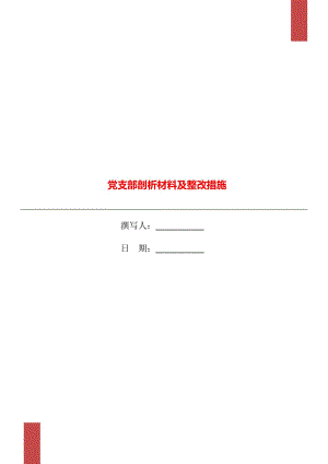 黨支部剖析材料及整改措施