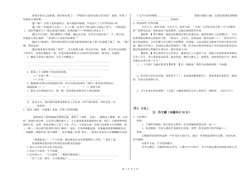 林芝地区重点小学小升初语文能力提升试题 附答案.doc_第3页