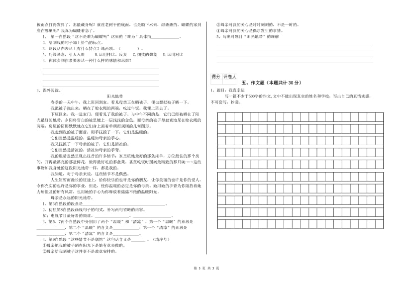 拉萨市重点小学小升初语文能力测试试卷 附解析.doc_第3页