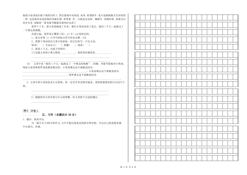 实验小学六年级语文【下册】能力检测试题 新人教版（含答案）.doc_第3页