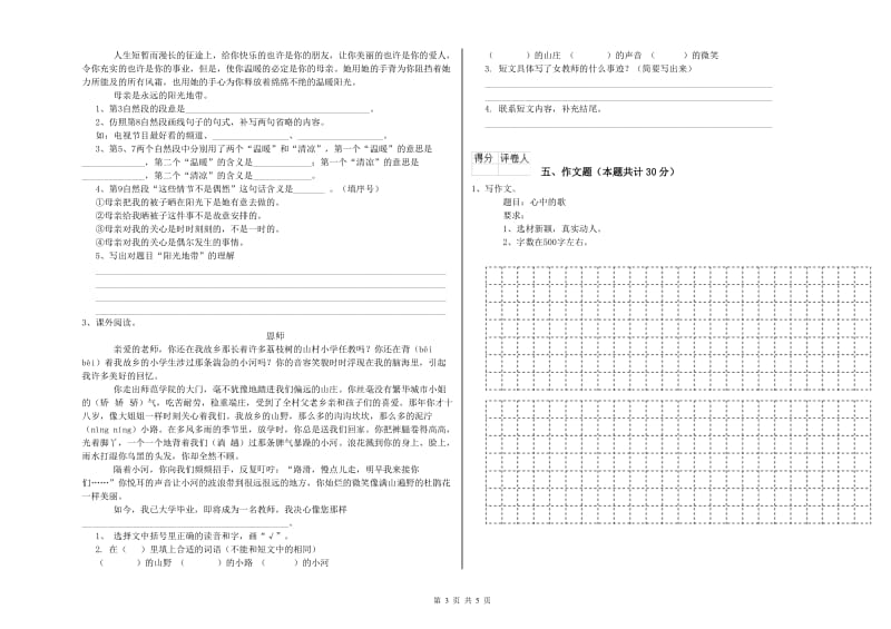 山东省小升初语文综合练习试题B卷 含答案.doc_第3页