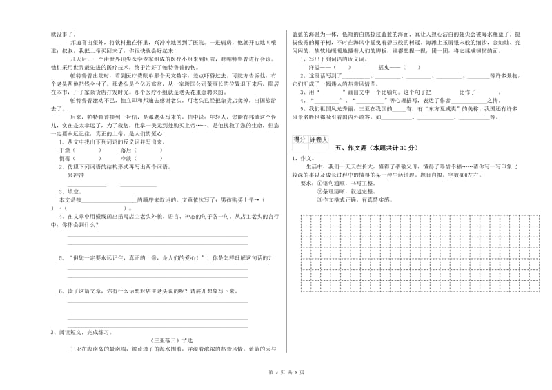 日照市重点小学小升初语文全真模拟考试试卷 附答案.doc_第3页