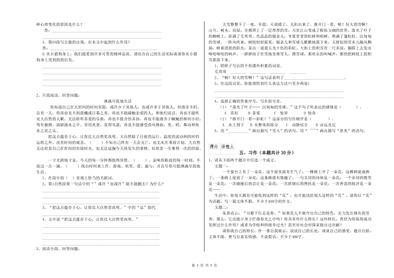 新人教版六年级语文下学期开学考试试题D卷 附答案.doc_第3页