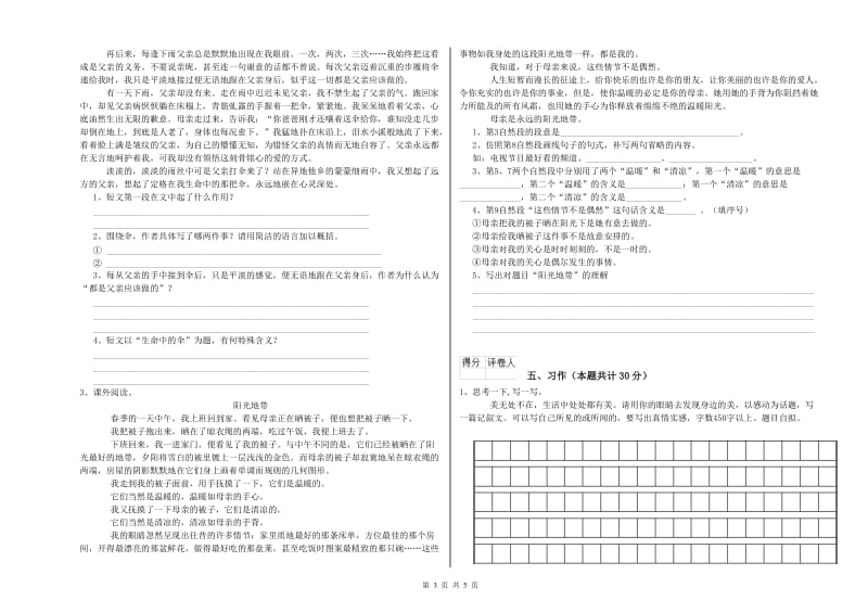 枣庄市实验小学六年级语文【下册】期末考试试题 含答案.doc_第3页