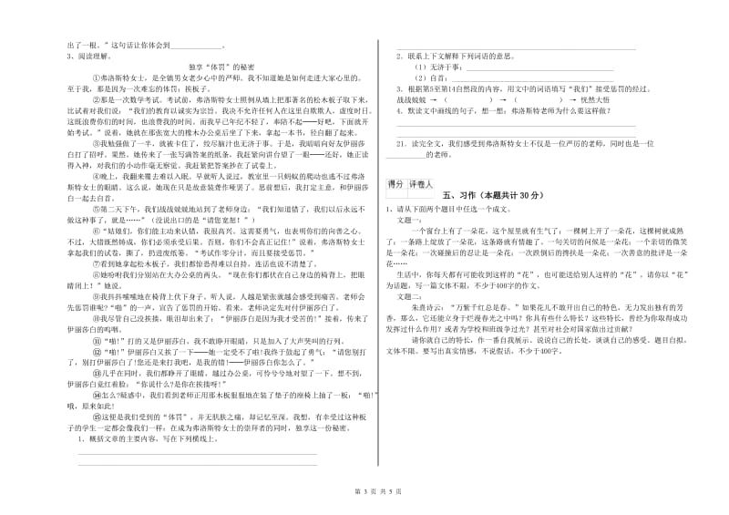 常州市实验小学六年级语文【下册】开学检测试题 含答案.doc_第3页