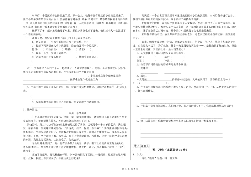 实验小学六年级语文下学期能力提升试题 浙教版（含答案）.doc_第3页