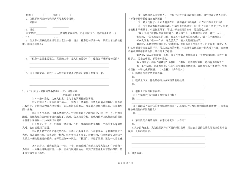 成都市重点小学小升初语文模拟考试试题 含答案.doc_第3页