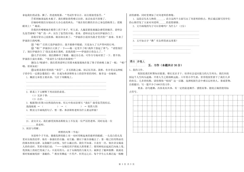 忻州市实验小学六年级语文上学期能力提升试题 含答案.doc_第3页