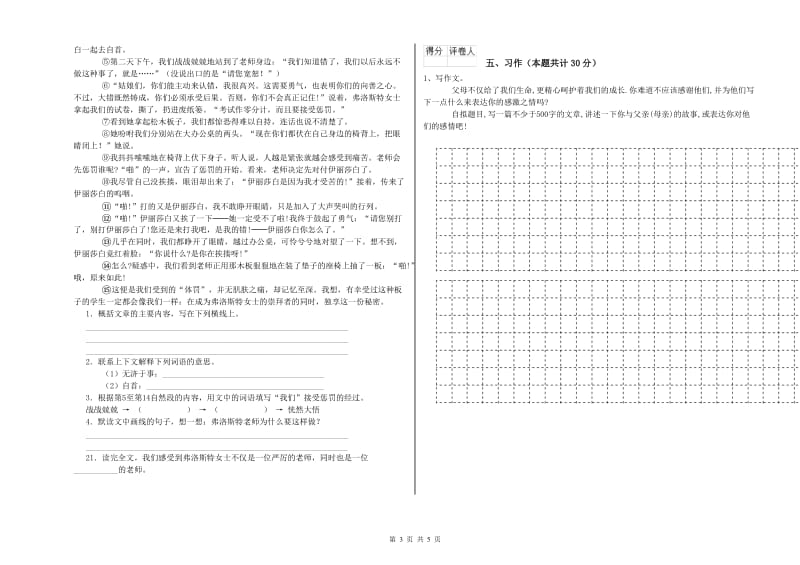 新乡市实验小学六年级语文【下册】过关检测试题 含答案.doc_第3页