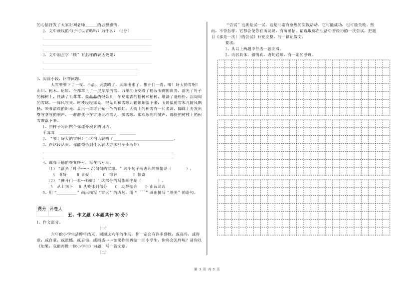 成都市重点小学小升初语文模拟考试试卷 含答案.doc_第3页