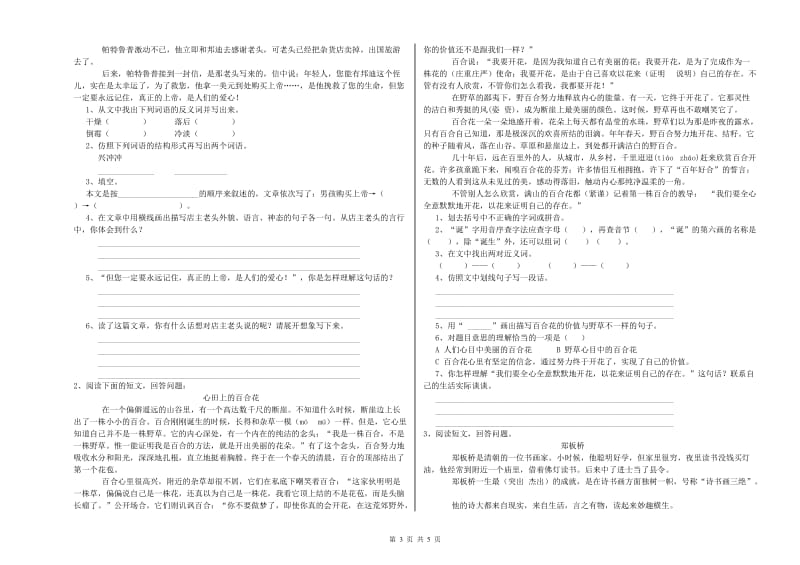 梅州市重点小学小升初语文模拟考试试卷 附答案.doc_第3页