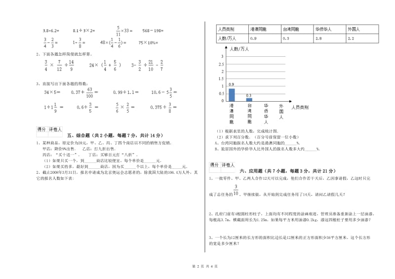 新人教版六年级数学【下册】期末考试试题C卷 附解析.doc_第2页