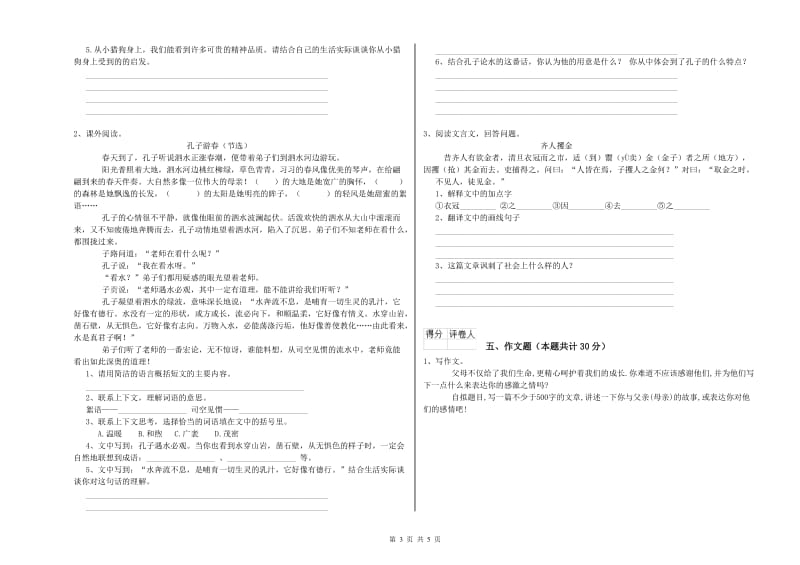 延安市重点小学小升初语文能力测试试卷 含答案.doc_第3页