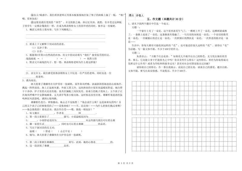 武威市重点小学小升初语文考前练习试题 含答案.doc_第3页