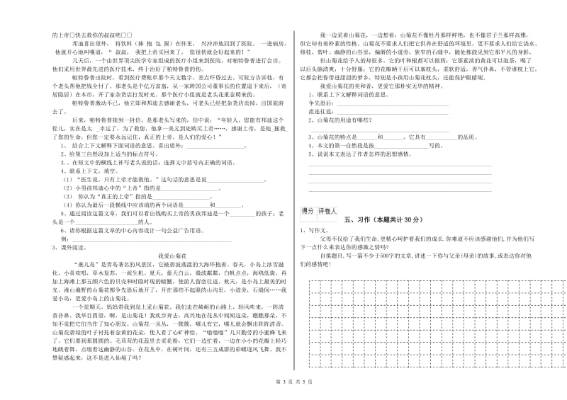 巴音郭楞蒙古自治州实验小学六年级语文下学期过关检测试题 含答案.doc_第3页