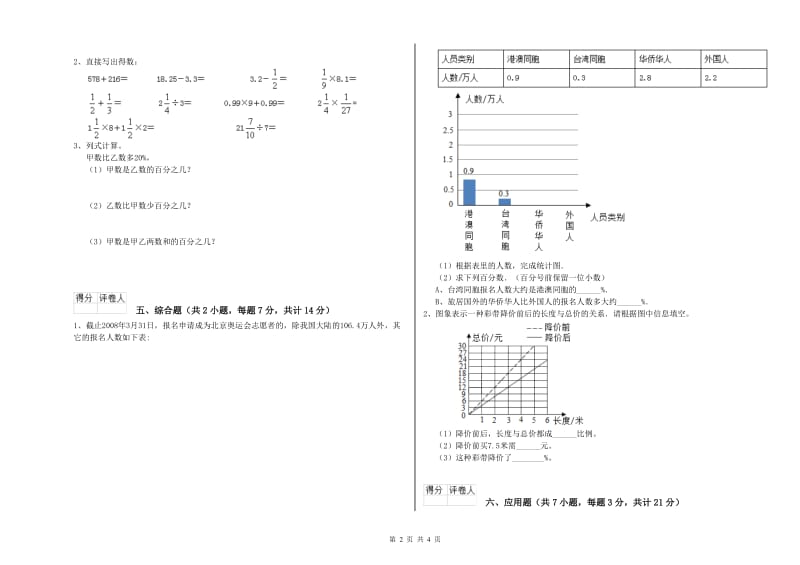 拉萨市实验小学六年级数学上学期强化训练试题 附答案.doc_第2页