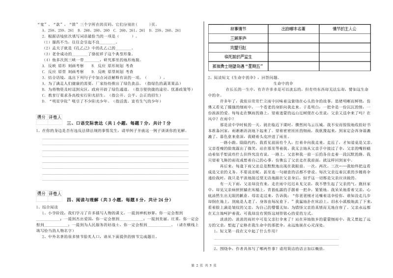 山东省重点小学小升初语文考前练习试题D卷 附解析.doc_第2页