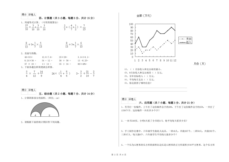 武威市实验小学六年级数学【上册】月考试题 附答案.doc_第2页