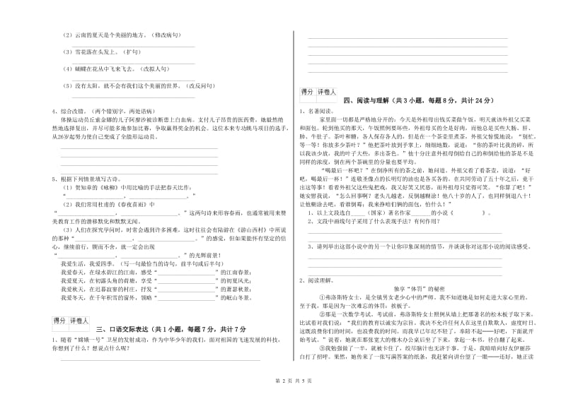 廊坊市重点小学小升初语文综合练习试卷 附解析.doc_第2页