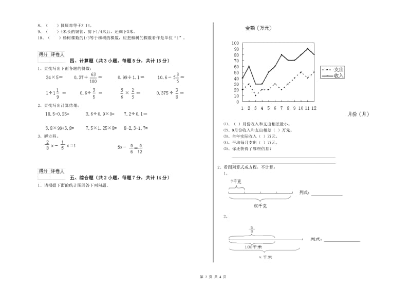 楚雄彝族自治州实验小学六年级数学【上册】过关检测试题 附答案.doc_第2页