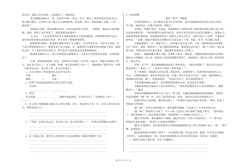 山东省小升初语文强化训练试题D卷 含答案.doc_第3页