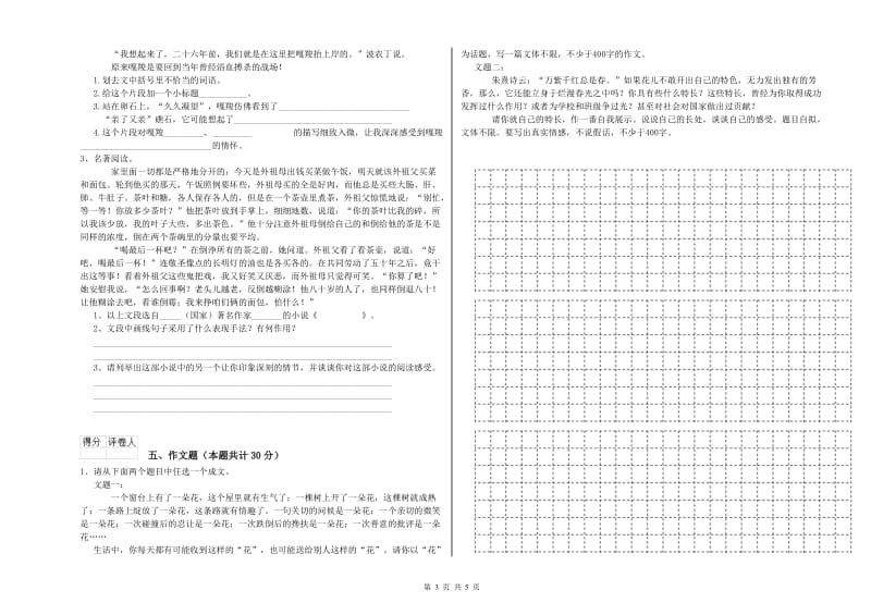 新余市重点小学小升初语文能力检测试题 含答案.doc_第3页