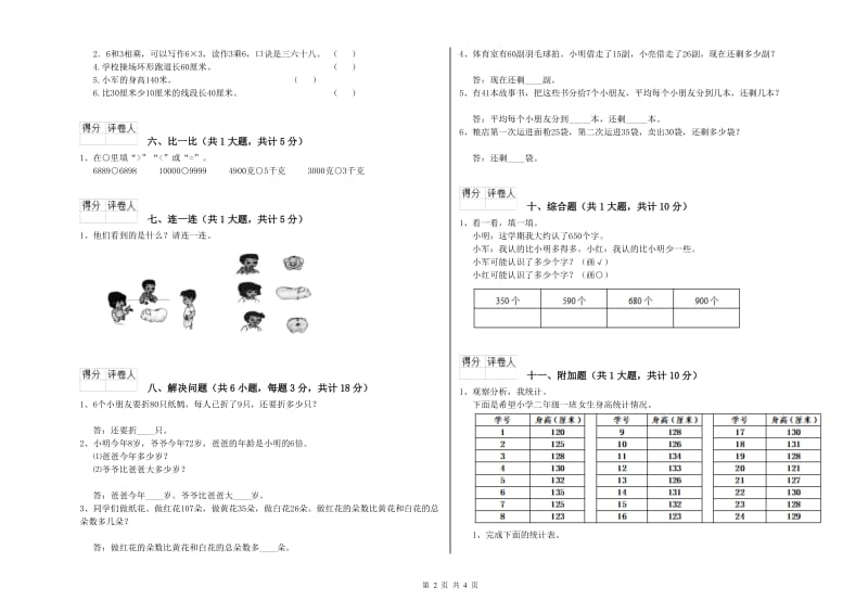 巴音郭楞蒙古自治州二年级数学下学期综合练习试题 附答案.doc_第2页