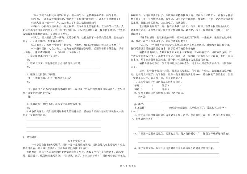 广州市实验小学六年级语文【上册】能力测试试题 含答案.doc_第3页