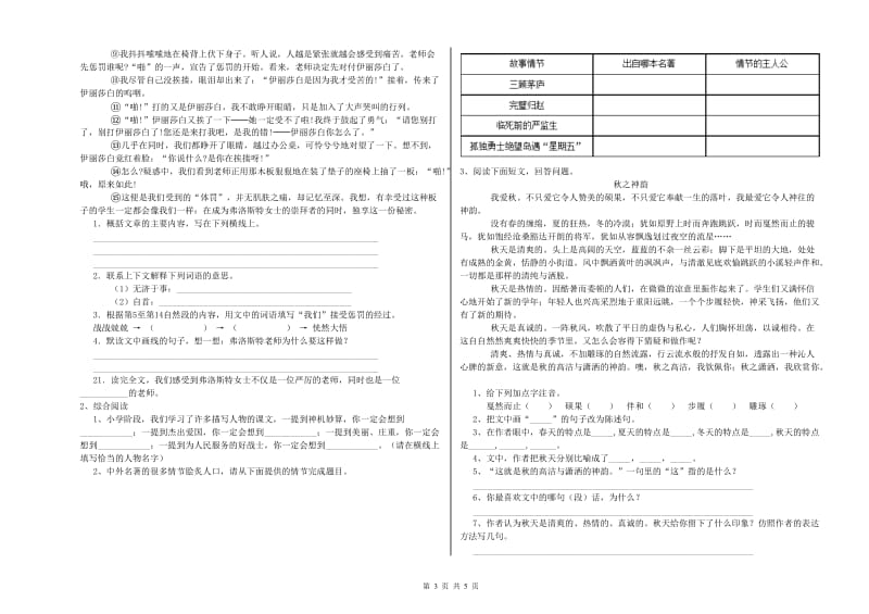 巴彦淖尔市实验小学六年级语文【上册】每周一练试题 含答案.doc_第3页