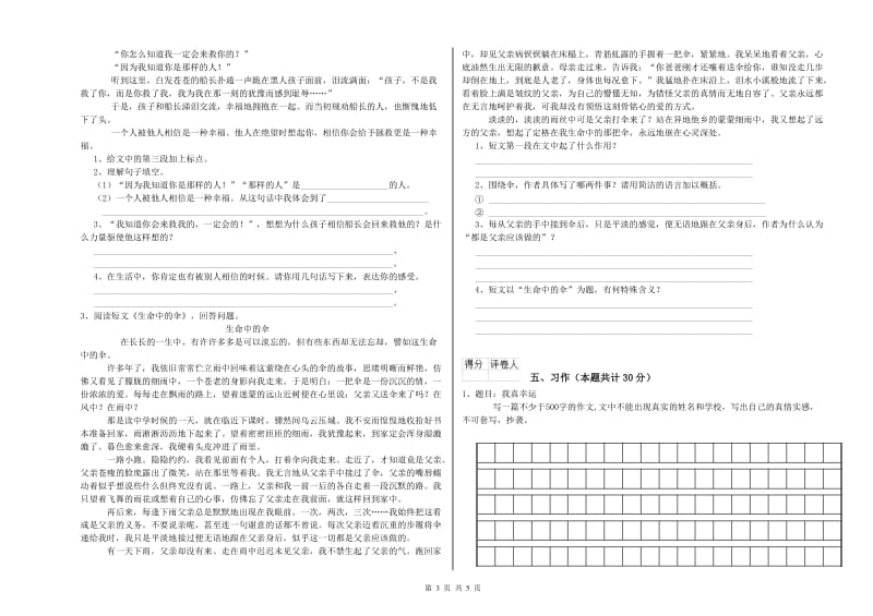 成都市实验小学六年级语文【下册】考前检测试题 含答案.doc_第3页