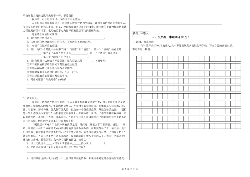 毕节市重点小学小升初语文能力测试试题 含答案.doc_第3页