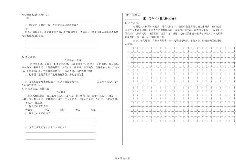 新人教版六年级语文下学期模拟考试试题C卷 附答案.doc_第3页