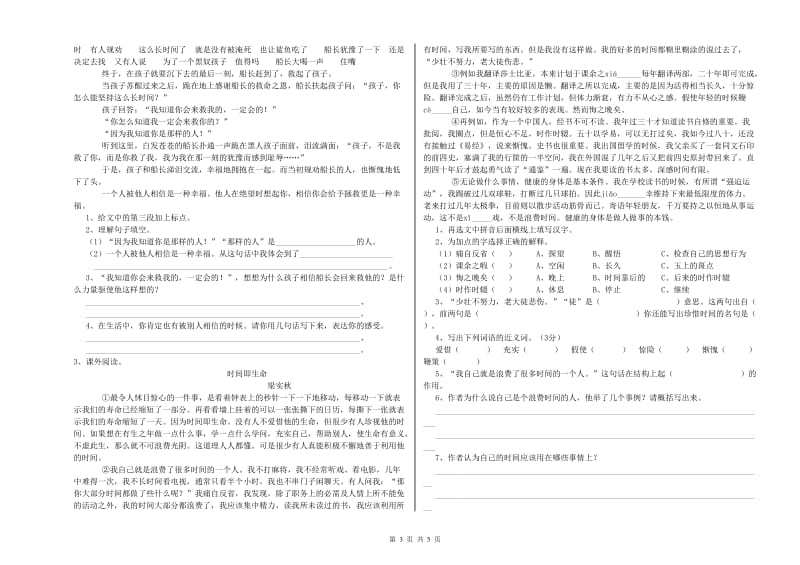 武汉市重点小学小升初语文能力检测试卷 含答案.doc_第3页