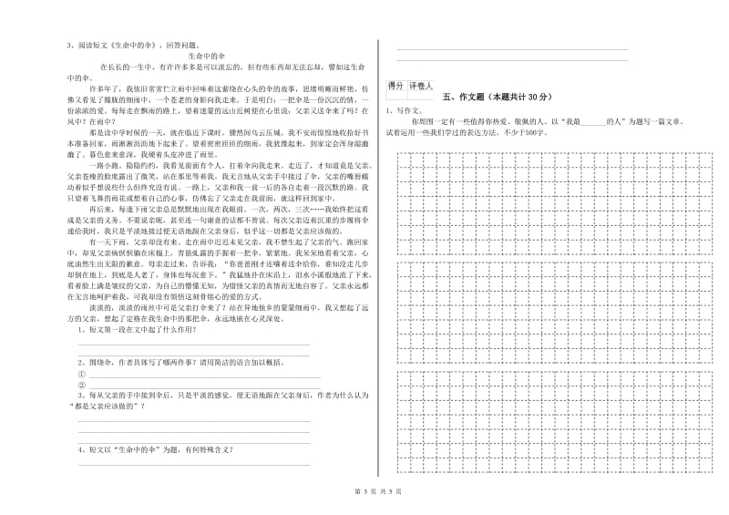 德宏傣族景颇族自治州重点小学小升初语文提升训练试卷 附答案.doc_第3页