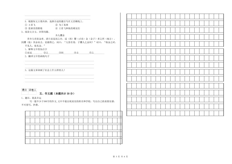 昭通市重点小学小升初语文每日一练试卷 含答案.doc_第3页