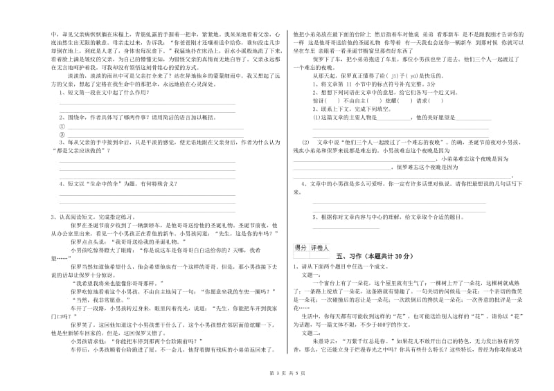 德州市实验小学六年级语文【上册】综合练习试题 含答案.doc_第3页