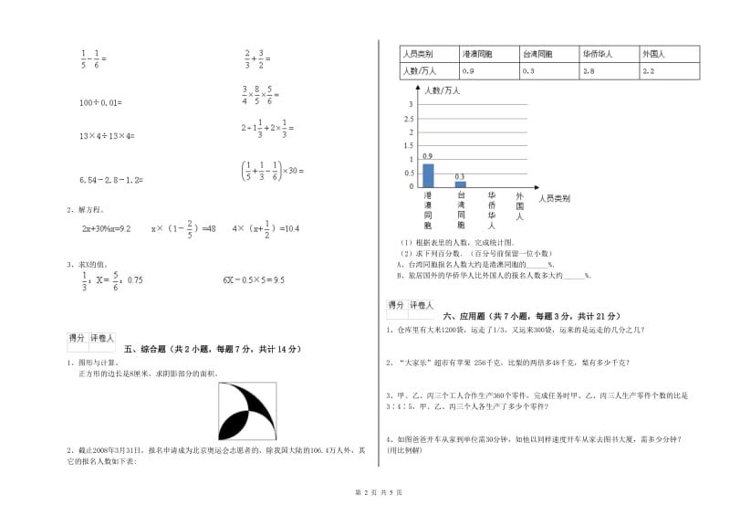 平顶山市实验小学六年级数学下学期综合检测试题 附答案.doc_第2页