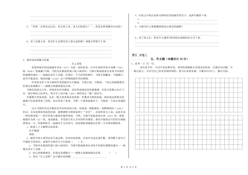 扬州市重点小学小升初语文自我检测试题 含答案.doc_第3页