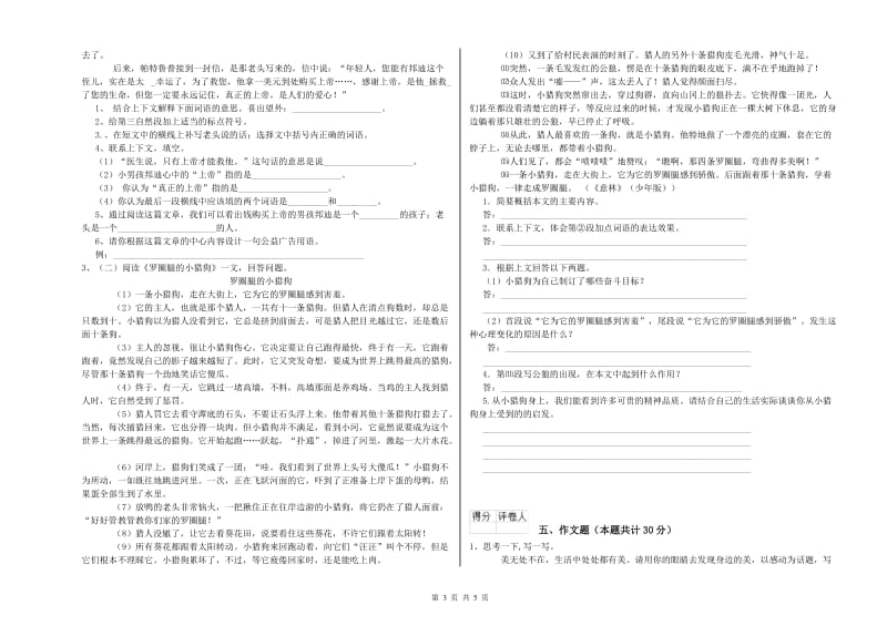 山西省重点小学小升初语文能力检测试卷 含答案.doc_第3页