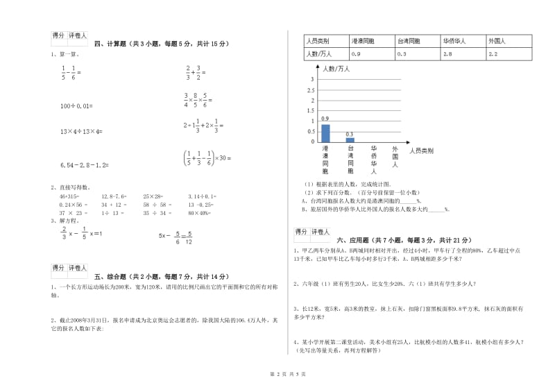 汉中市实验小学六年级数学【上册】综合检测试题 附答案.doc_第2页