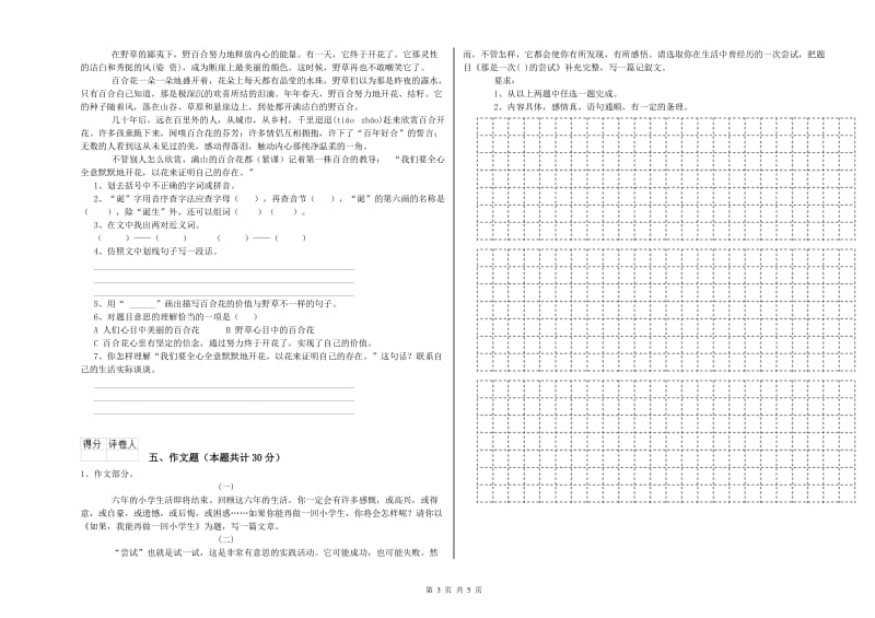 永州市重点小学小升初语文能力检测试题 附答案.doc_第3页