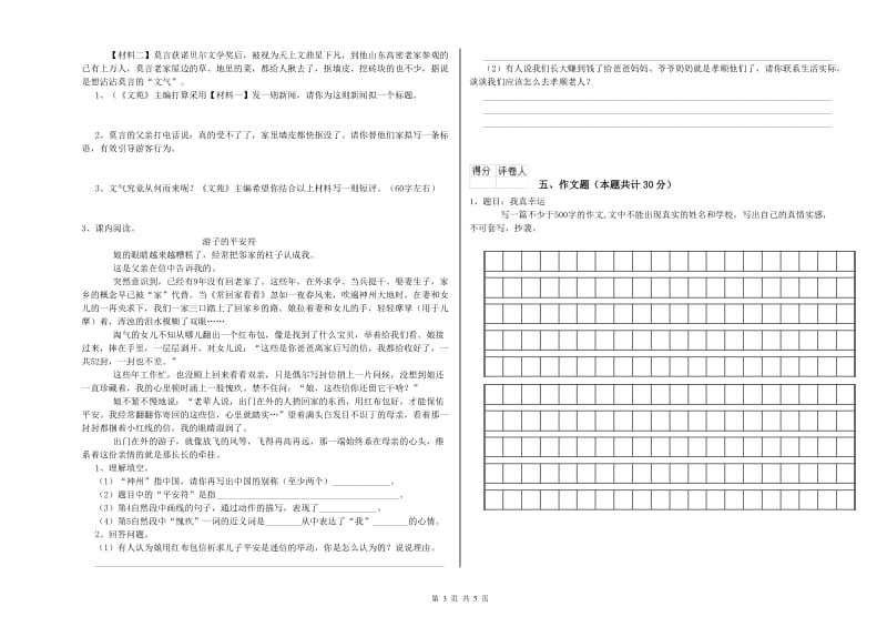 平顶山市重点小学小升初语文强化训练试题 附解析.doc_第3页