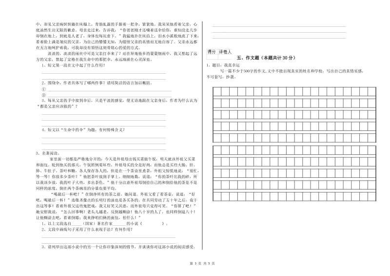 汕尾市重点小学小升初语文考前练习试题 含答案.doc_第3页